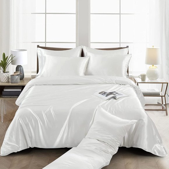 New  6 Pieces Satin Duvet Cover King Size Luxury Silky Bedding Duvet C… - Picture 12 of 15